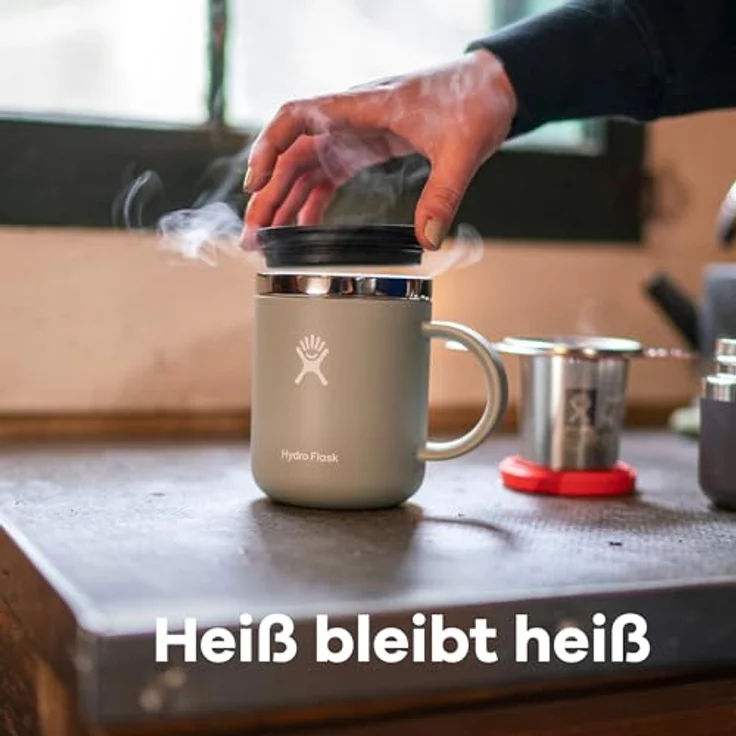 Hydro Flask Reise-Kaffeeflasche 354 ml (12 oz), Vakuumisolierter Edelstahl-Reisebecher mit auslaufsicherem Flex Sip Deckel, Fossil – Bild 2