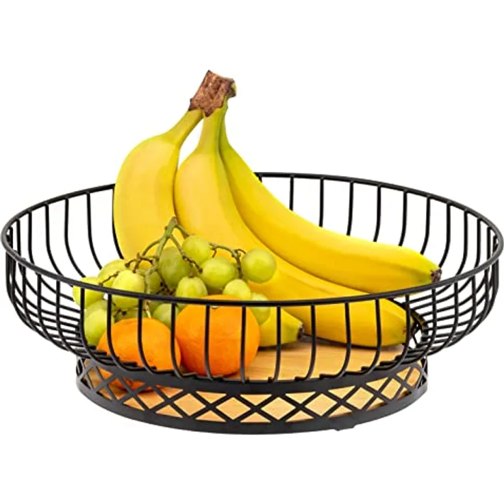 bremermann Obstkorb, Obstschale rund, Ø ca. 33,5 cm, schwarz matt, Bambusboden