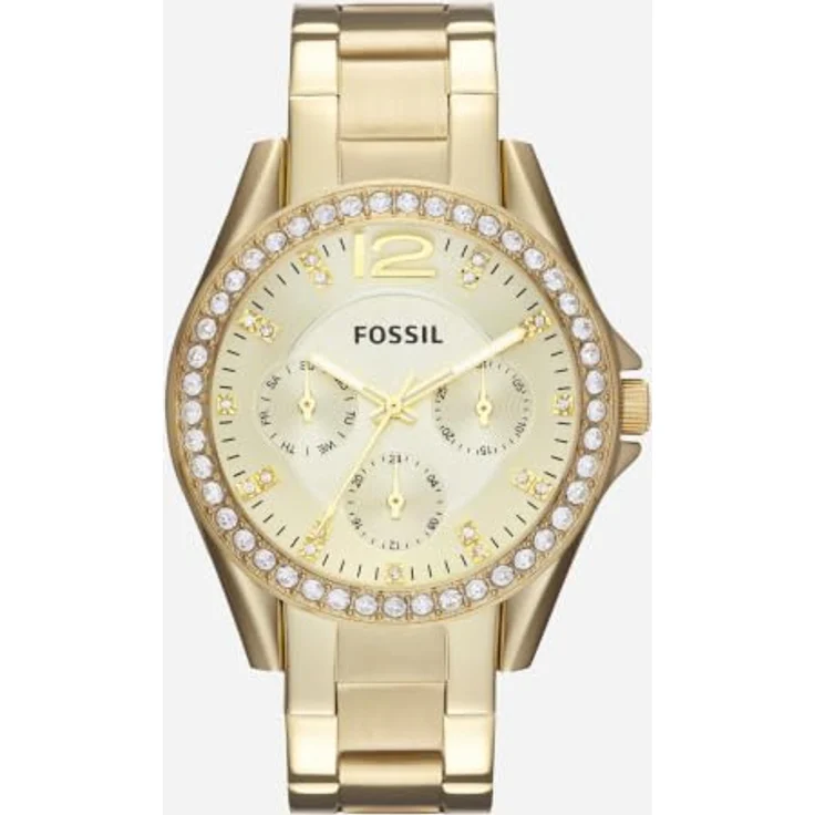 Fossil Multifunktionsuhr RILEY ES3203, Damen Quarzuhr mit Edelstahlarmband und Glassteinen – Bild 9