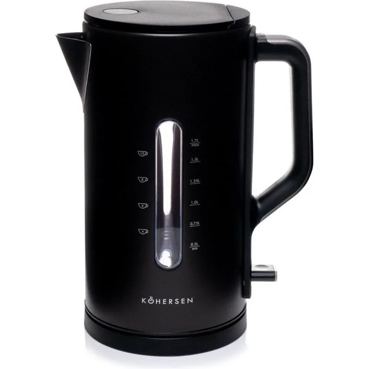 Kohersen Modern Matt Wasserkocher A451, 1,7 Liter, 3000 Watt mit eleganter matte Oberfläche, schwarz