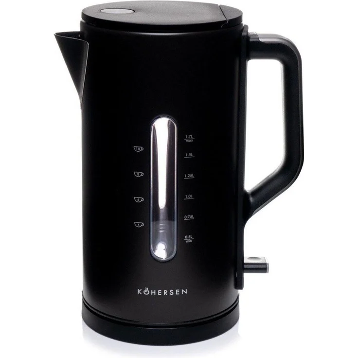Kohersen Modern Matt Wasserkocher A451, 1,7 Liter, 3000 Watt mit eleganter matte Oberfläche, schwarz