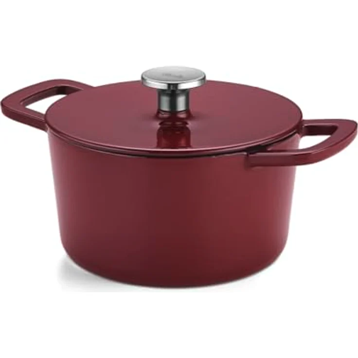 Fissler Moments Collection Emaillierter Gusseisen-Bräter, rund (Ø 20 cm) Cast-Iron Topf, Cocotte AromaStar-Funktion, Induktion – Burgunderrot, Rot – Bild 3