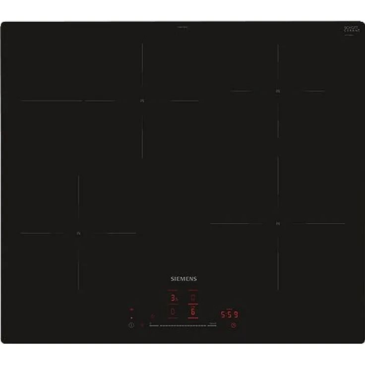 Siemens EH601HFB1E iQ300, Smartes Induktionskochfeld, 60 cm, Schwarz, flächenbündig, TouchSlider, Dunstabzugsautomatik – das perfekte Zusammenspiel von Kochfeld und Dunstabzugshaube