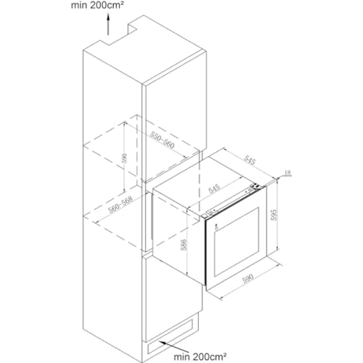 Wolkenstein EWTS85-36ED Weinkühlschrank, Weintemperierschrank, Einbau, 36 Flaschen, Energieklasse G – Bild 3