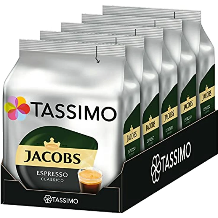 Tassimo Jacobs Espresso Classico, Kaffee, Kaffeekapsel, gemahlener Röstkaffee, 5 x 16 T-Discs – Bild 1