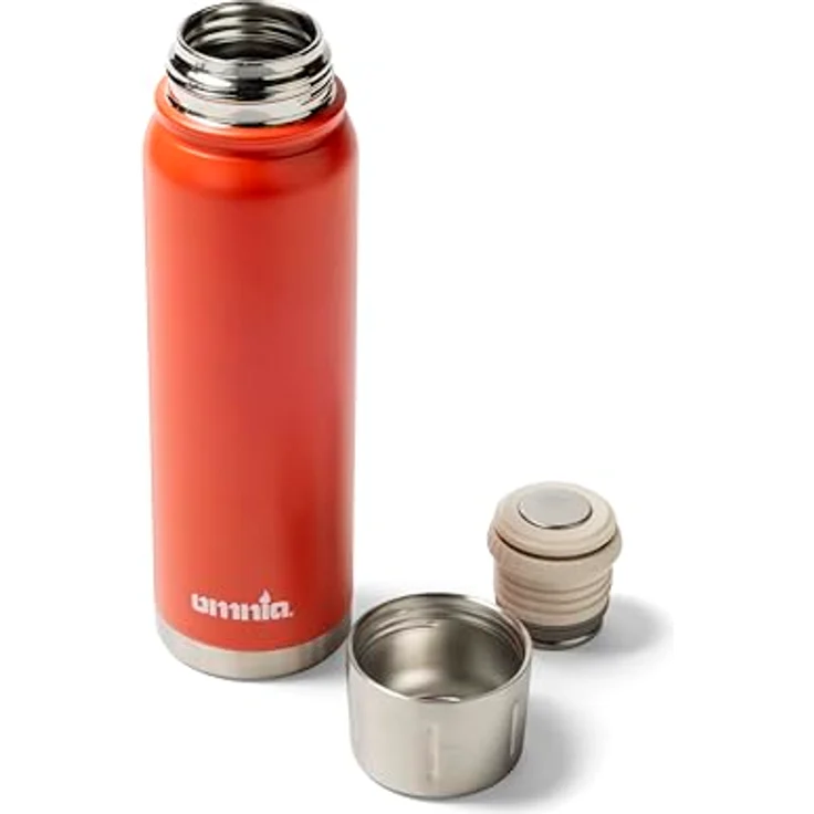 Omnia Edelstahl Vakuum-Isolierflasche, Doppelwandig, LFGB-Zertifiziert, Auslaufsicher, Spülmaschinenfest, für Heiße und Kalte Getränke, Orange – Bild 2