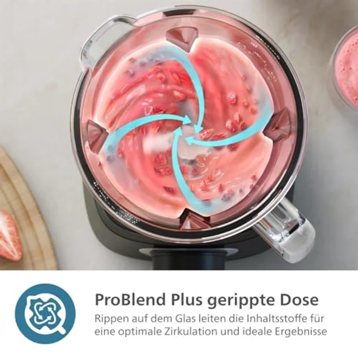 Philips HR3031/00 5000-Serie Standmixer, Schwarz, 1200 W, 2 Liter, inkl. Blend-and-go-Behälter, ProBlend Plus-Technologie, 3 Geschwindigkeitsstufen – Bild 7