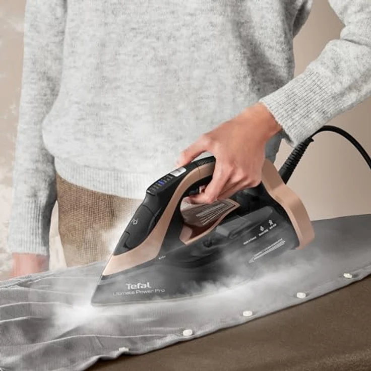 Tefal Ultimate Power Pro Dampfbügeleisen, 3200 Watt, kontinuierliche Dampfabgabe 85 g/Min., Dampfstoß, Pumpensystem, 2 Dampfstufen, Fleckenschutz, Schwarz/Bronze – Bild 5
