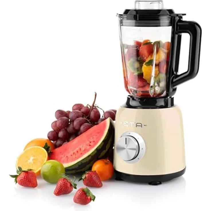 ETA Standmixer Storio I 1 200 Watt | 3 Geschwindigkeiten | 26.000 Umdrehungen/min | 1,5 Liter Gla Behälter | Beige