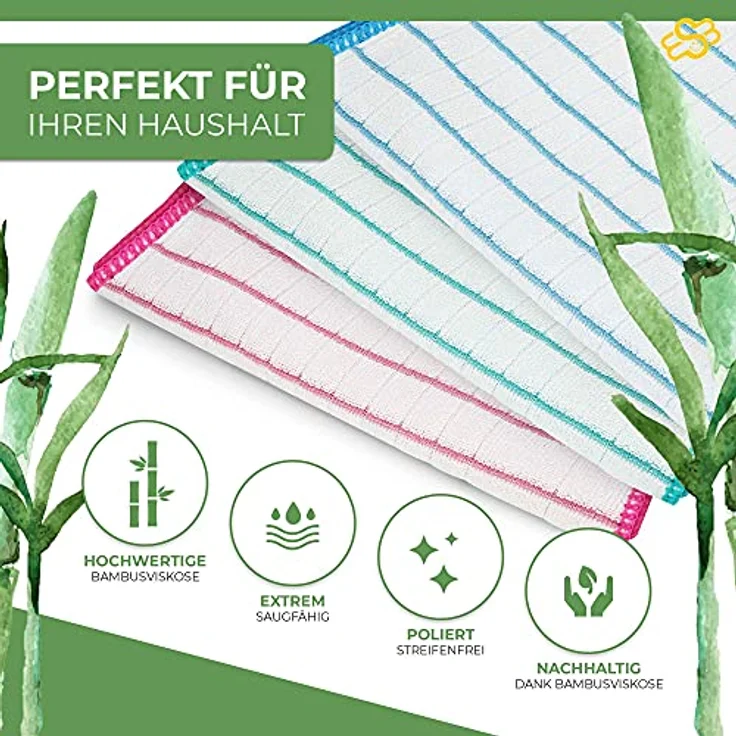Muxel Bambus Tücher - Bambus Geschirrtücher - Extra saugfähiges Putztuch - Weiche Bambuslappen zum Polieren, Abtrocknen & Wischen - Nachhaltige Bambus Allzwecktücher (10) – Bild 5