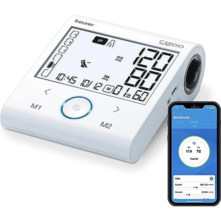 Beurer BM 96 Cardio Blutdruckmessgerät mit EKG-Funktion, Blutdruck- und Pulsmessung am Oberarm, zur Erkennung von Vorhofflimmern (AFib) zur Schlaganfallprävention, für Umfänge von 22-42 cm