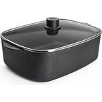 Woll Eco Logic QXR Bräter inklusive Glasdeckel - Induktiv - 31 cm x 26 cm - 7.5 Liter - PFAS-frei - Aluminiumguss - Antihaft-Versiegelung - backofenfest - made in Germany