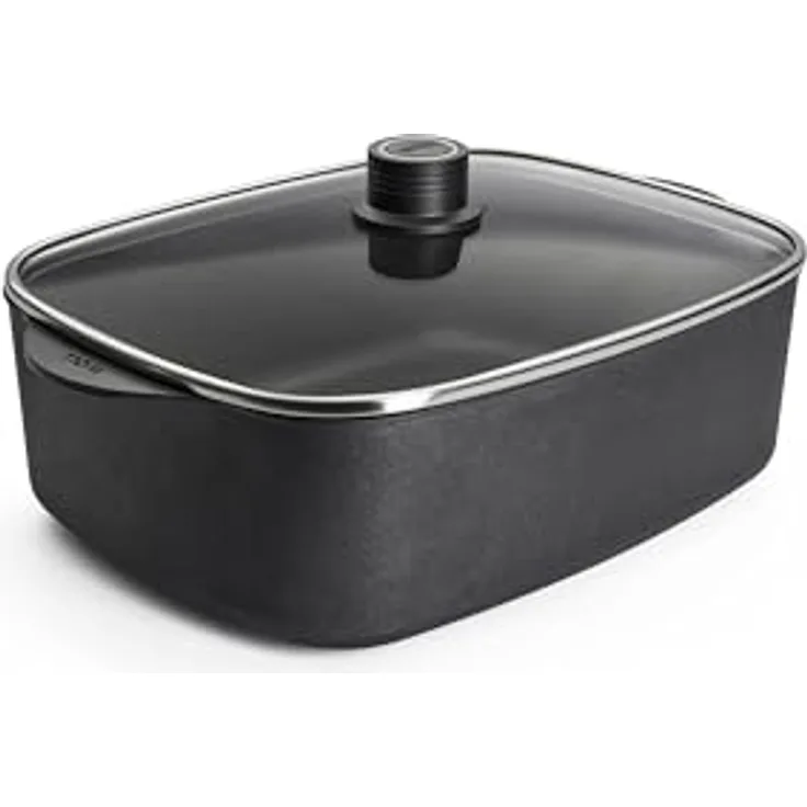 Woll Eco Logic QXR Bräter inklusive Glasdeckel - Induktiv - 31 cm x 26 cm - 7.5 Liter - PFAS-frei - Aluminiumguss - Antihaft-Versiegelung - backofenfest - made in Germany