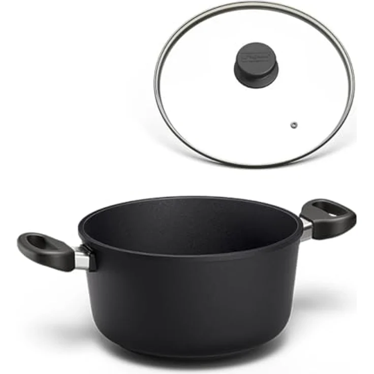 Hoffmann Kochtopf STONIQ, Handgegossen, 20 cm Fleischtopf, PFAS-frei, IQ-SHIELD Antihaftbeschichtung, Induktionsgeeignet, Aluminiumguss mit Edelstahl, Made in Germany, mit Deckel – Bild 1