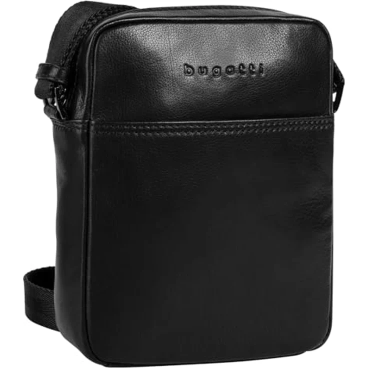 bugatti Umhängetasche CLIFF, echt Leder, schwarz, 21 cm x 16 cm x 5 cm, verstellbarer Schultergurt, Smartphonefach bis 6,7 Zoll – Bild 3