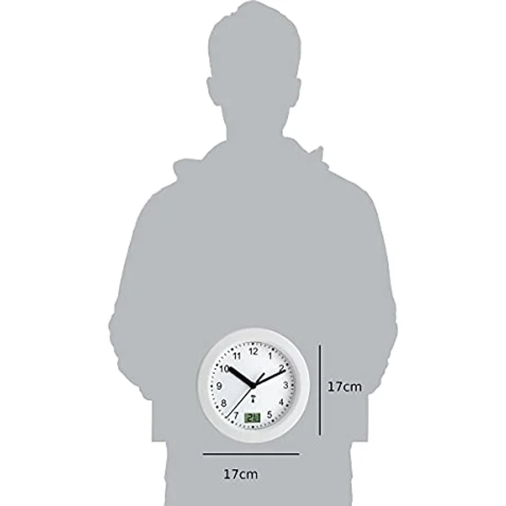 TFA Dostmann Funk Badezimmeruhr, mit Temperaturanzeige, Funkuhr, feuchtigkeitsgeschütztz, 4 große Saugnäpfe - Befestigung, weiß, 60.3501, L 170 x B 59 (84) x H 170 mm – Bild 3
