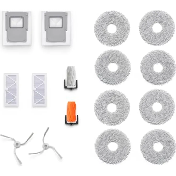 DJI ROMO Zubehörset, kompatibel mit ROMO P, A und S, enthält Gummirollenbürsten, Seitenbürsten, Wischpads, Staubbeutel und Hochleistungsfilter