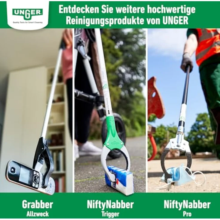 Unger NiftyNabber Pro Müllzange (52 cm lang, Allzweckgreifer, Stahlrohr, Abfallgreifer, Öffnungsmaß Klauen 15 cm) NN400 – Bild 9