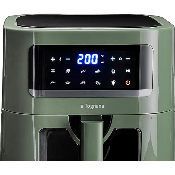 Tognana Iridea Heißluftfritteuse, 7L in Salbeigrün, Digitalanzeige mit 8 Programmen und 1800 Watt Leistung – Bild 2