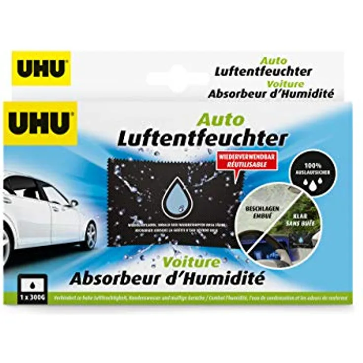 UHU Lufentfeuchter Auto, Gegen Feuchtigkeit, muffige Gerüche und beschlagene Scheiben im Auto