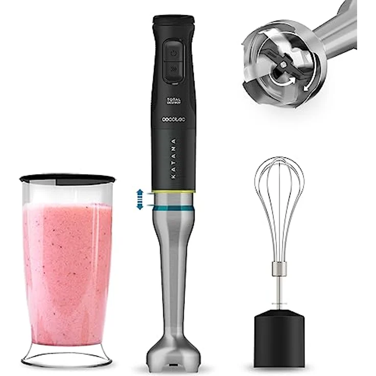 Cecotec Stabmixer Katana 15 TotalDestroy Cream B, 1500 W, 21 Geschwindigkeiten, Turbo-Funktion, Doppelklingen mit schwarzer Titanbeschichtung, extra langer Fuß, mit Zubehörset – Bild 1