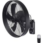 sygonix Wandventilator 50 W, 45 cm oszillierend mit Fernbedienung, Timer und schwenkbarem Ventilatorkopf, Schwarz