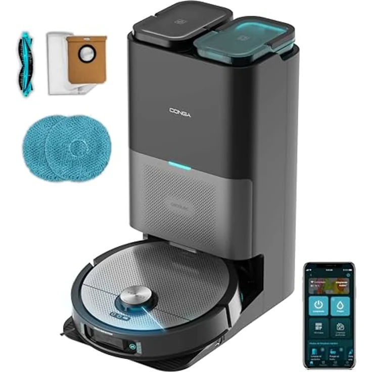 Cecotec Conga 20090 ProAI InfinitySoap Cut&Spa, Saugroboter mit 8000 Pa Saugkraft, Lasertechnologie, Selbstreinigungsstation, APP-Steuerung, dreidimensional drehbarer Mop – Bild 1