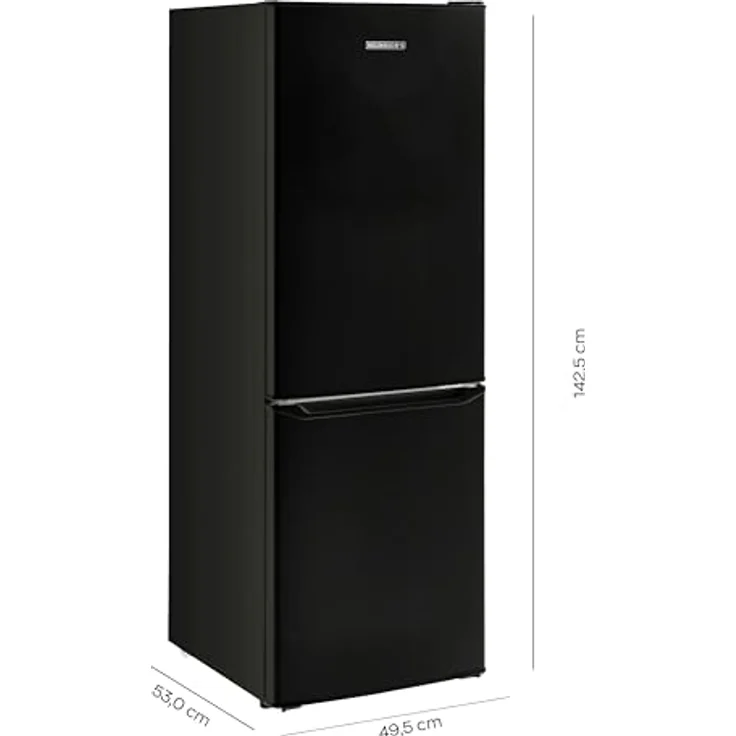 Heinrich´s Kühlgefrierkombination 173L Gesamtvolumen, 121L Kühlvolumen 52L Gefriervolumen, LED Beleuchtung, leise 40dB, große Tiefkühlboxen, 7 Temperaturstufen (schwarz) – Bild 5
