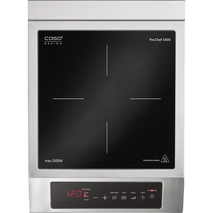 Caso ProChef 3500, Induktionskochplatte, 3500 Watt, 60-240°C, Warmhalte-Modus, 24h Timer, Töpfe bis 26 cm, Glaskeramik, Edelstahl – Bild 3