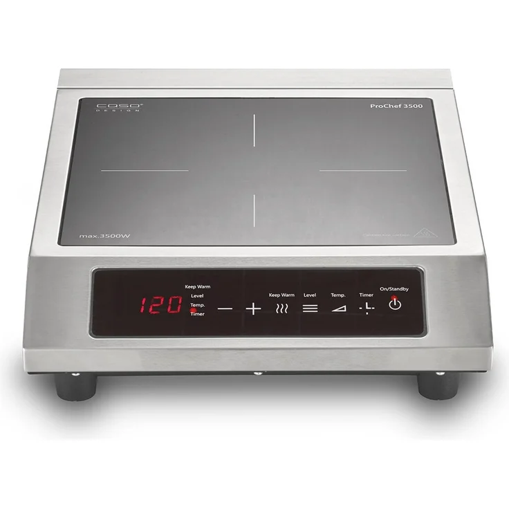 Caso ProChef 3500, Induktionskochplatte, 3500 Watt, 60-240°C, Warmhalte-Modus, 24h Timer, Töpfe bis 26 cm, Glaskeramik, Edelstahl – Bild 2