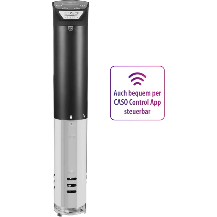 Caso SV 1200 Smart Sous Vide Garer, schnelle Erhitzung dank leistungsstarken 1200 Watt, komplett wasserfest, Sous Vide Stick mit der Caso Control App steuerbar, 3D-Zirkulation, silber, schwarz – Bild 2
