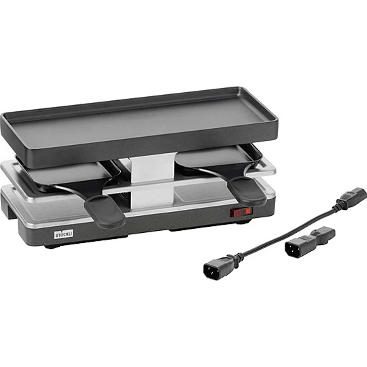 Stoeckli Twinboard Raclette-Grill, 425 Watt, für 2 Personen, Kontrollleuchte, rechteckig, anthrazit, silber – Bild 1