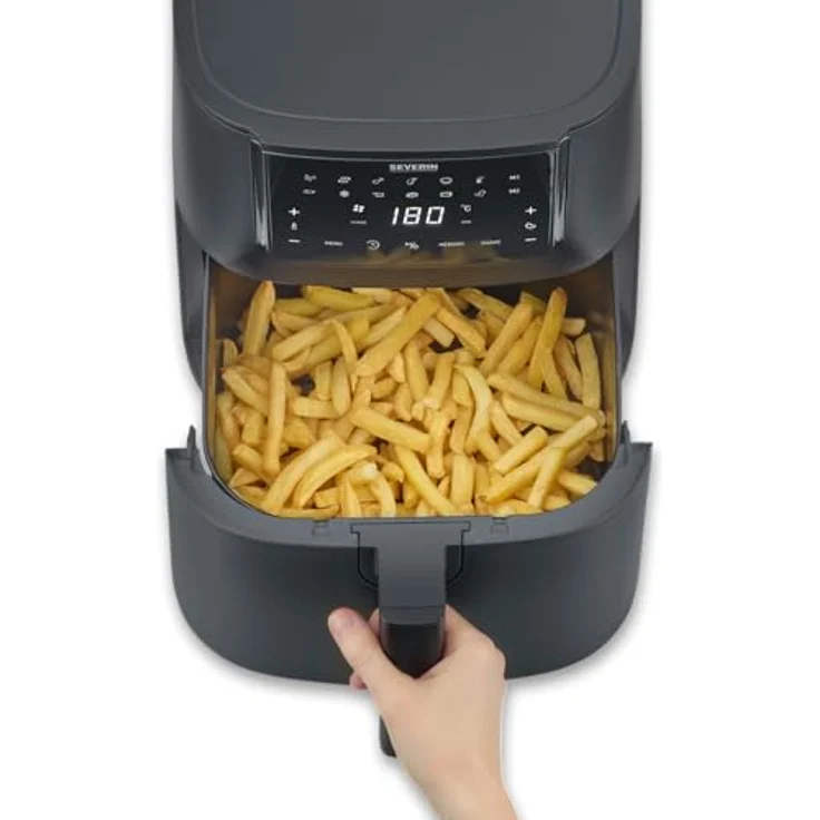 SEVERIN Heißluftfritteuse Black Line „Single XXL“ FR 2462, 7,0 l, 1700 W, mit Abschaltautomatik und Memory-Funktion, schwarz – Bild 9