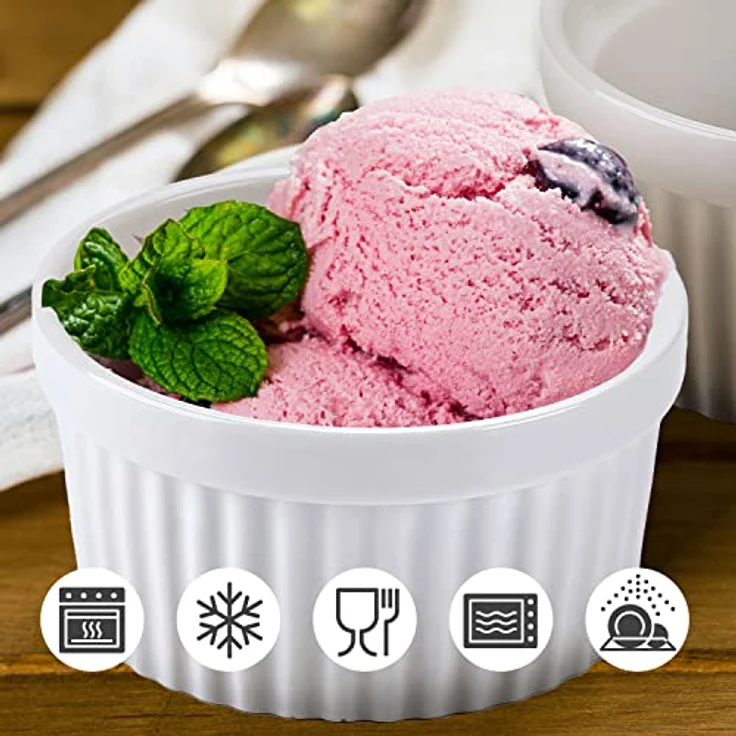 Dimono® Dessertschalen-Set, 8-teilig, 170 ml, ofenfest und gefrierschrankgeeignet, Keramik für Desserts, Muffins und Soufflés – Bild 4