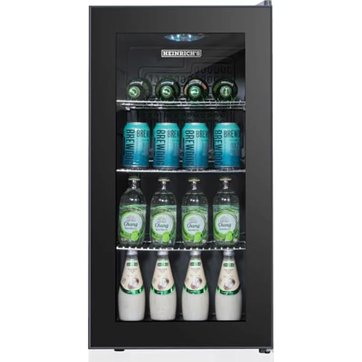Heinrich´s HEINRICHS Mini Getränkekühlschrank, Glastür, 88 Liter, 4-18°C, 40dB, LED-Beleuchtung, schwarz, ideal für Büro und Camping – Bild 5