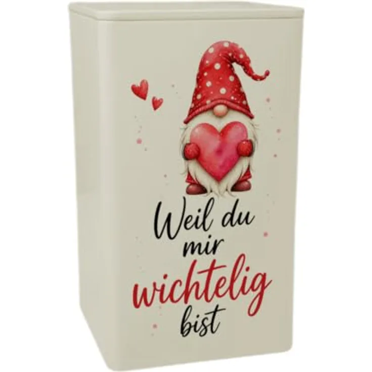 speecheese Dose 900ml Wichtel, Aufbewahrungsdose aus Metall mit Liebesmotiv und Spruch