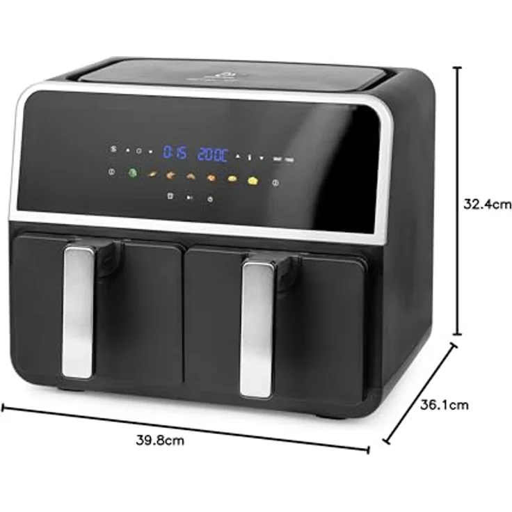 Emerio Doppel-Heißluftfritteuse AF-132833, 2x 4,5 L, 1700 W, schwarz, Dual-Zone mit Sync-Finish-Funktion – Bild 7