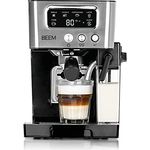 BEEM ESPRESSO-LATTE Siebträgermaschine -15 bar | Kaffeespezialitäten – wie vom Barista | Mit 0,4 L Milch- & 1,4 L Wassertank | Milchschaumkonsistenz individuell wählbar [Schwarz-Silber]