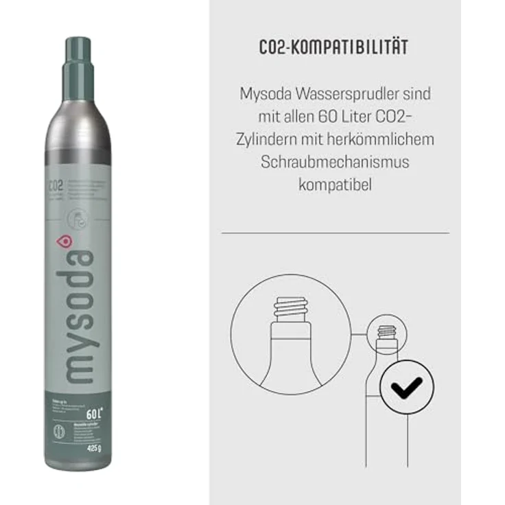 Mysoda Ruby Wassersprudler, inkl. 2 PET-Flaschen, 1 Kohlensäure-Zylinder, Aluminium, weiß – Bild 5