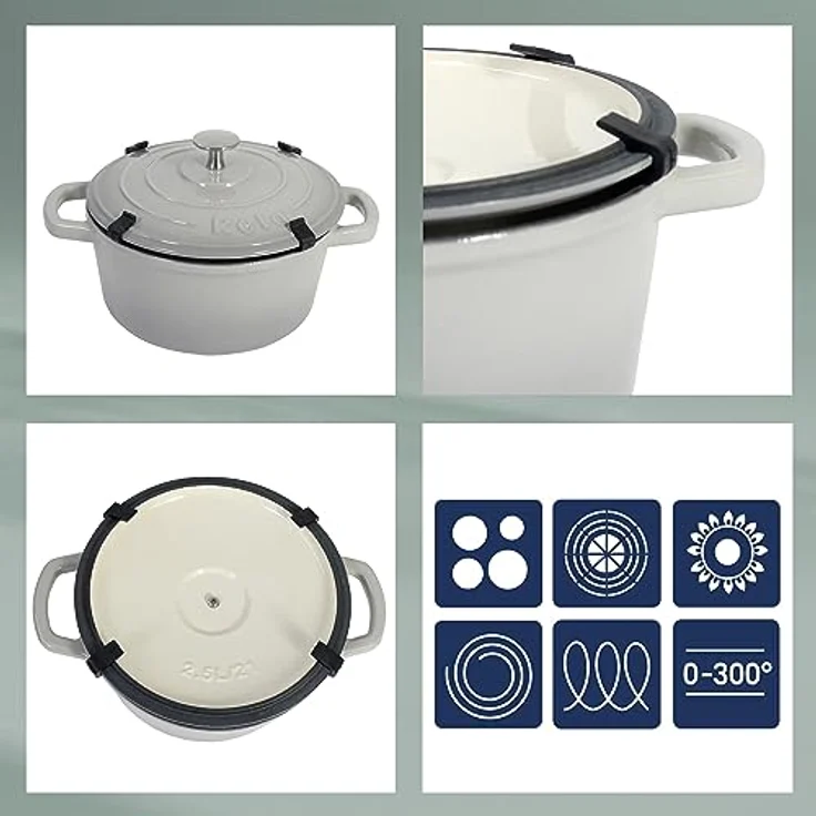 Kela 11940 Bräter mit Deckel, Gusseisen, le-Beschichtung, Hohe Wärmespeicherung, Induktionsgeeignet, 2,5 L, Rot, Rund, Calido – Bild 8