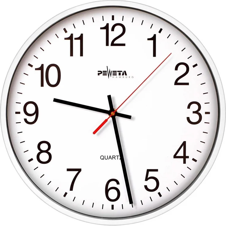 Peweta Wanduhr, Quarz-Uhr (25 cm) mit extragrossen Zahlen, Kunststoffgehäuse – Bild 1