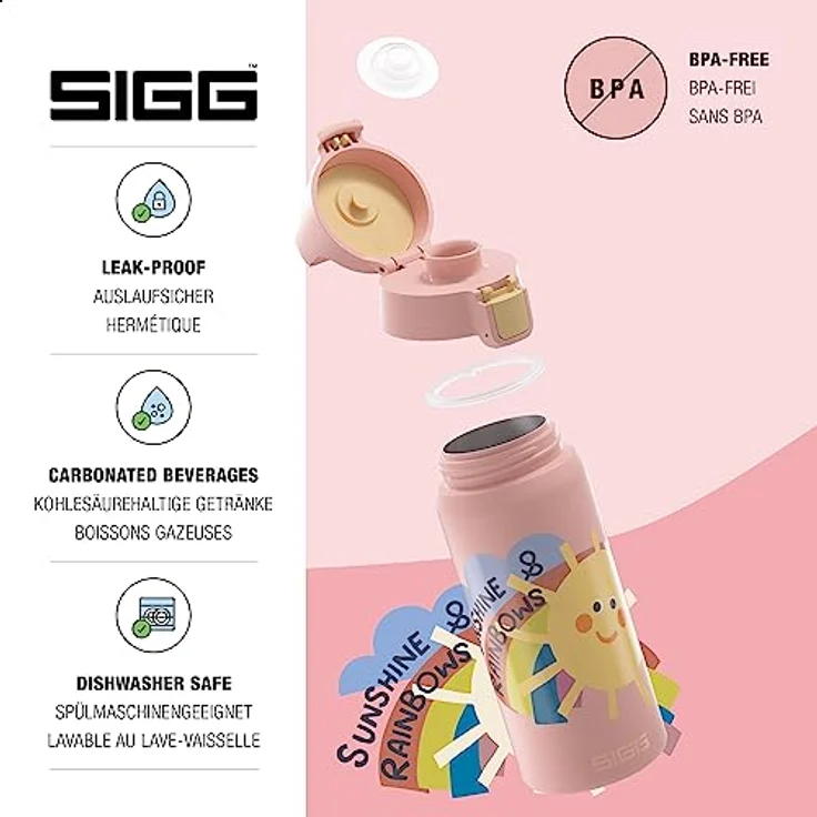 SIGG - Isolierte Trinkflasche Kinder - Shield Therm Kids - Für kohlensäurehaltige Getränke geeignet - Auslaufsicher - Spülmaschinenfest - BPA-frei - 90% recycelter Edelstahl - 0,5L – Bild 3