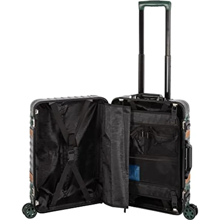 Travelhouse Paris Bordtrolley Koffer Trolley S 2X 360° Doppelzwillingsrollen grün Alu-Rahmen – Bild 3