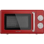 Cecotec Proclean 3010 Mechanische Mikrowelle, 20 l, Retro, 700 W, 6 Stufen, Timer bis zu 30 Minuten, Auftaumodus, Vintage-Design in Rot, Stahl-Finish