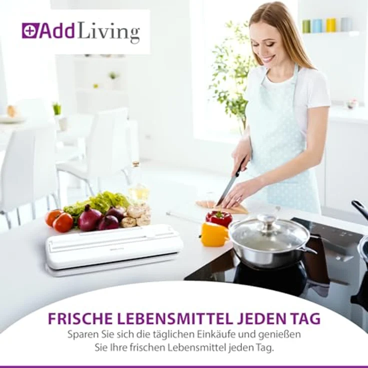 Addliving V200 Vakuumierer, 2-in-1 Folienschweißgerät mit Soft-Funktion und integriertem Trimmer, inkl. 5 Vakuumbeuteln – Bild 2