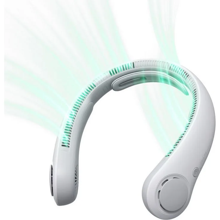 Jisulife Umhängeventilator Neck Fan 4, leichter freihändig tragbarer Nackenventilator mit 5 Geschwindigkeitsstufen und 5000-mAh-Akku