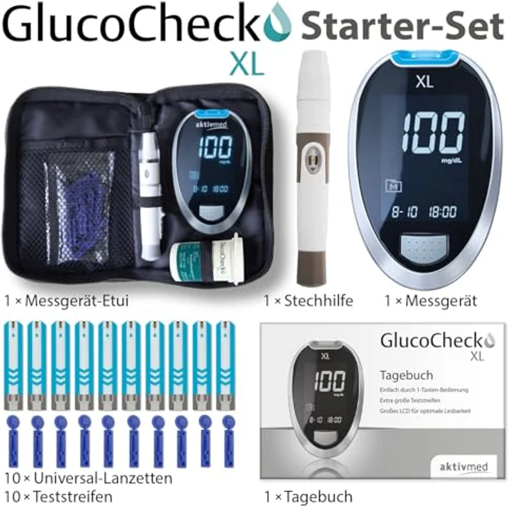 GlucoCheck XL Blutzuckermessgerät (mg/dl) zur Selbstkontrolle des Blutzuckers bei Diabetes – Bild 2