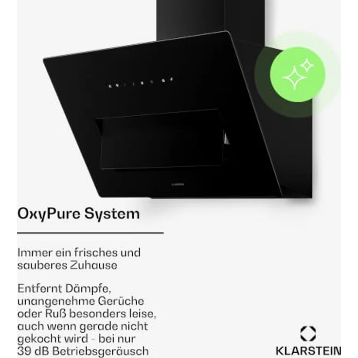 Klarstein SleekAir 60 cm schräge Dunstabzugshaube – 720 m³/h, OxyPure-Luftsystem, Touch-Bedienung, LED-Beleuchtung, A+++ Energieeffizienz – Bild 3