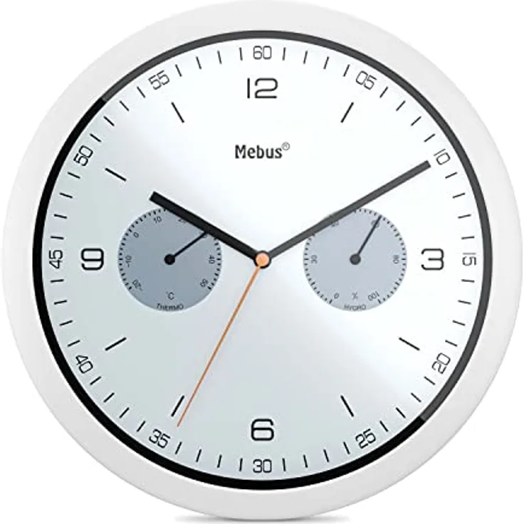 Mebus 52826 Funk Wanduhr 260mm x 42mm Weiß