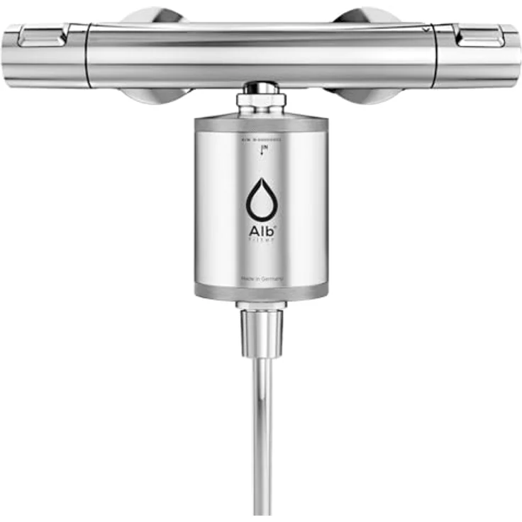 Blaufaktor Alb Duschfilter Balance, Wasserfilter mit Edelstahlgehäuse, Aktivkohle & KDF, reduziertes Chlor und Schwermetalle – Bild 3